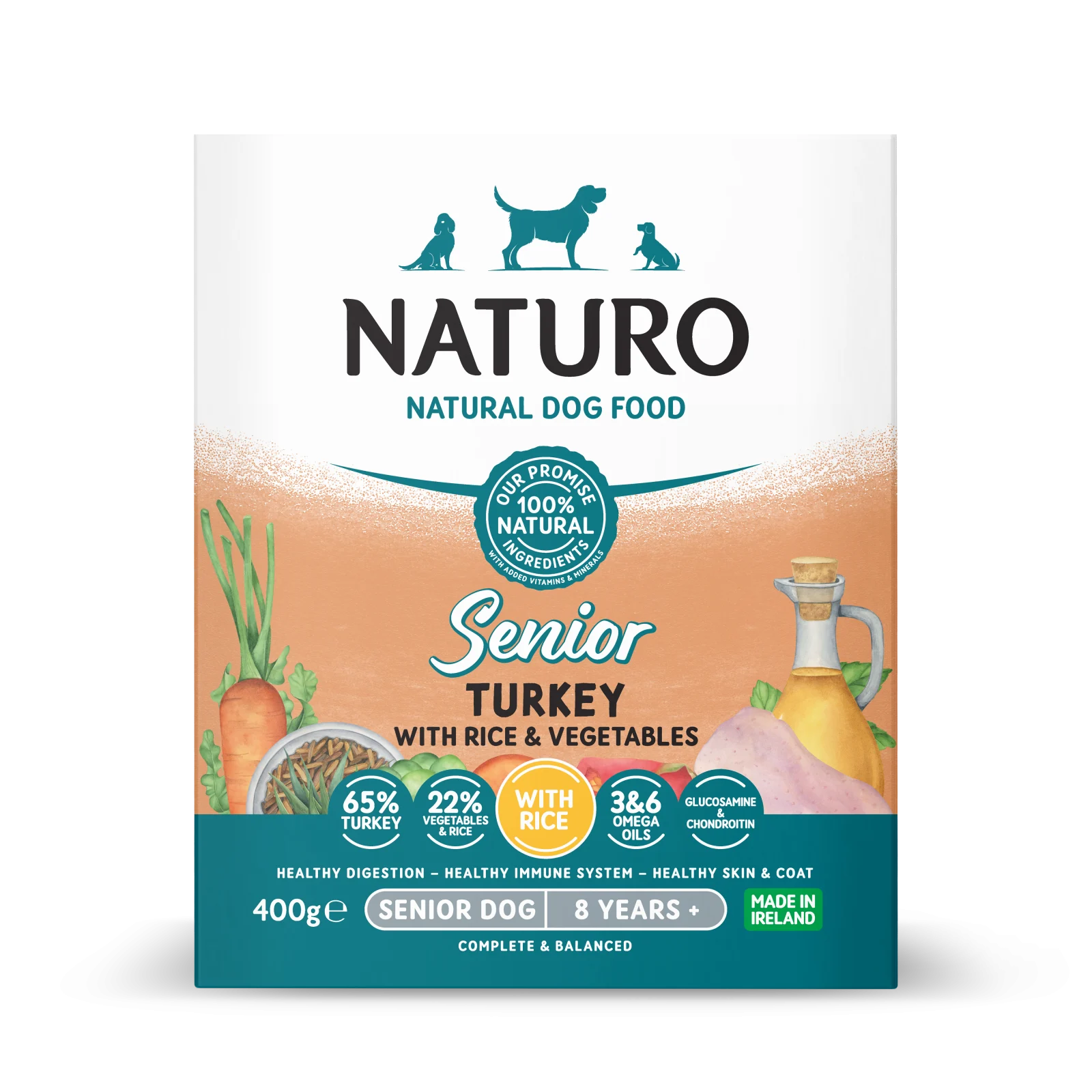 Caserola Naturo Senior cu Carne de Curcan, Orez si Legume